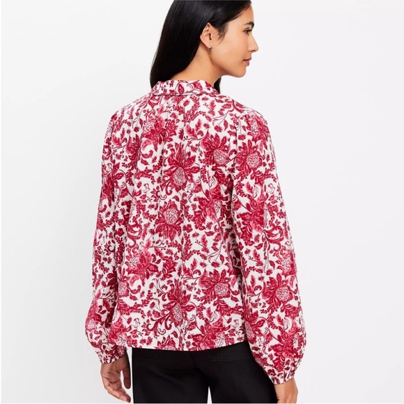 Loft Night Bloom V-Neck Blouse - Picture 3 of 3